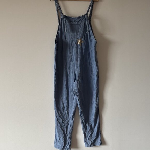 Bellavie Romper Slouch Overalls Jumpsuit Blue 100% Cotton Star L Boho Lounge - Picture 6 of 16